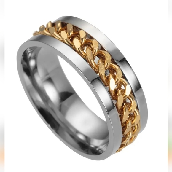 New 8mm Stainless steel rotating fidget spinner ring size 6 to 13 other … - Picture 3 of 4